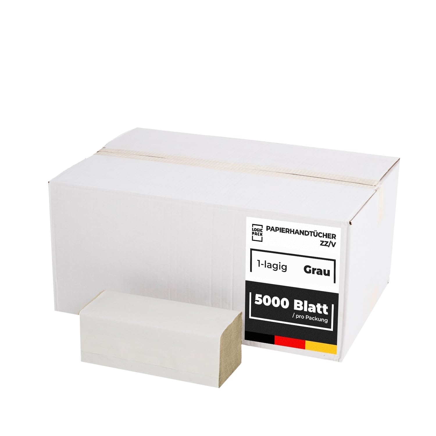 Asciugamani di Carta Intercalati 10000 Fogli, Piegati a V/ZZ, 1 Velo Carta Riciclata Ecologica, Salviette Monouso per Dispenser Ufficio, Bagno e Officina, 25x21 cm (Grigio)