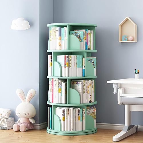 Large Rotating Bookshelf - Spinning 4-Tier Bookcase for Small Spaces,