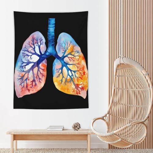 Tapiz de pulmones en acuarela: decoración vertical de tela para la pared del dormitorio 5