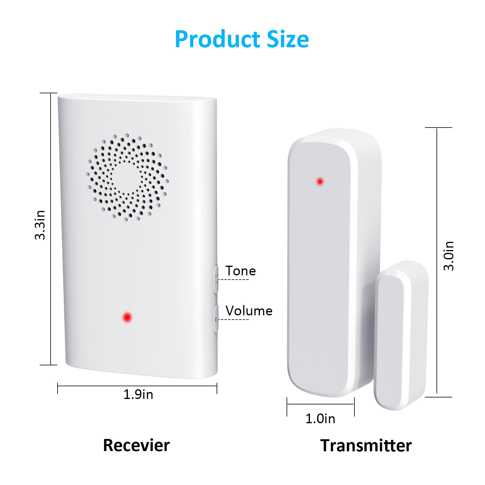 Timbre inalámbrico con sensor de puerta, alarma de apertura de puerta al entrar en el negocio/oficina/tienda (rango de 500 pies, volumen ajustable de 51 timbres), timbre de alerta para el hogar para