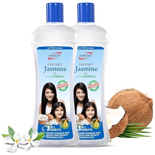 Image of Nimson Coconut Jasmine Hair Oil with Vitamin E | For Shiny, Long Hair | Non-Sticky & Nourishing | 180ml x 2