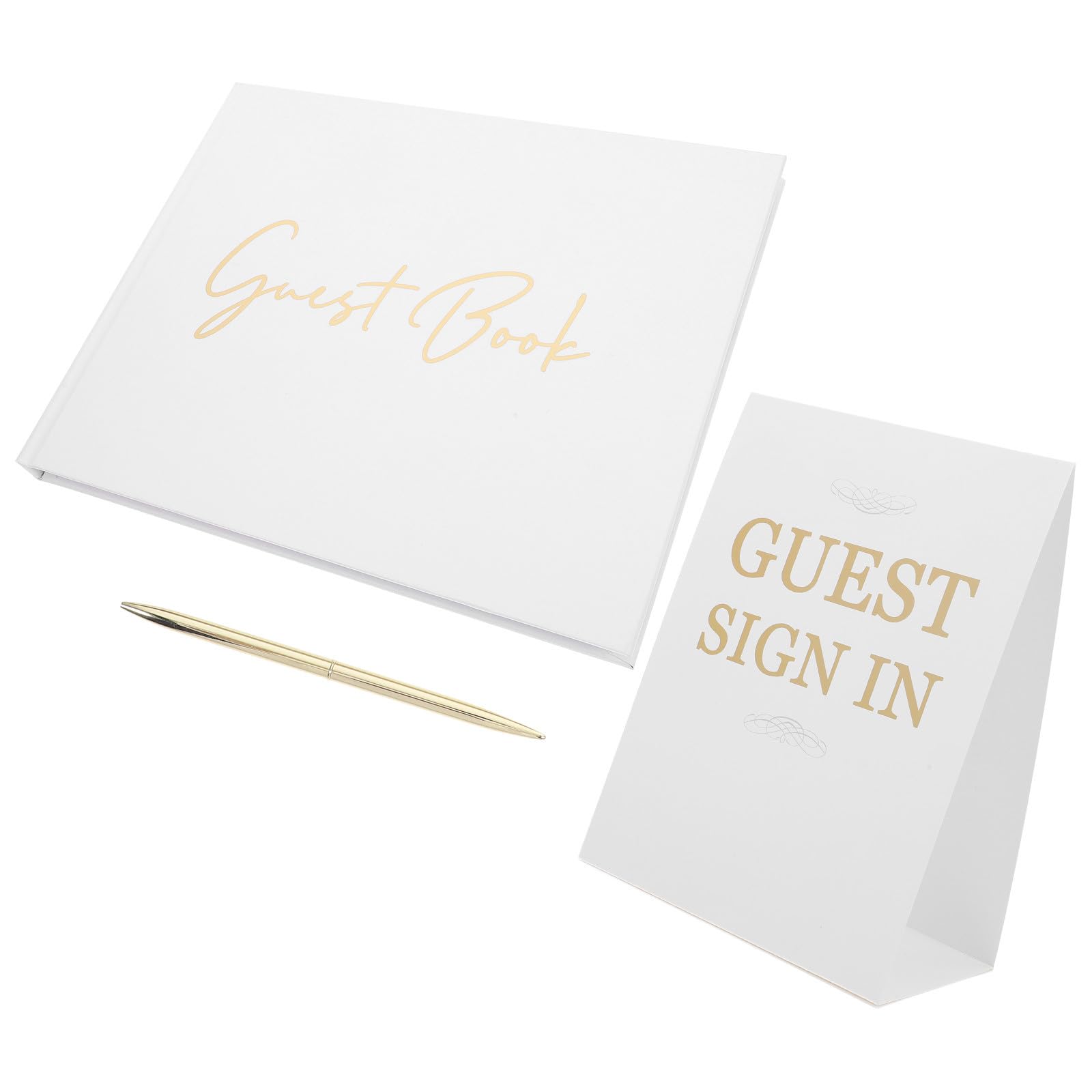 Libro de firmas de boda elegante con acabado clásico y hojas de papel premium