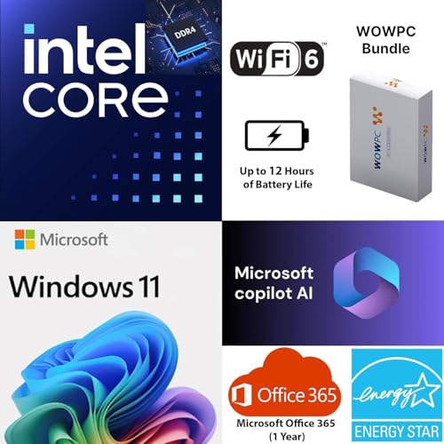 Image of HP Ultrabook Laptop with Copilot AI - 1.7TB Storage - 4GB RAM - Intel Core | Anti-Glare Display, Microsoft Office 365 Included, 1TB OneDrive + 512GB External + 192GB SSD, Windows 11 no Mouse