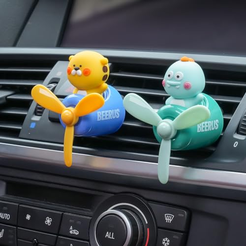 Image of 2 Pcs Pilot Car Air Fresheners, Cute Monkey Car Vent Clip Air Freshener with 8 Fragrant Tablets Automotive Air Outlet Fan Diffuser, Automotive Interiors Vent Decoration (Monkey+Tiger)