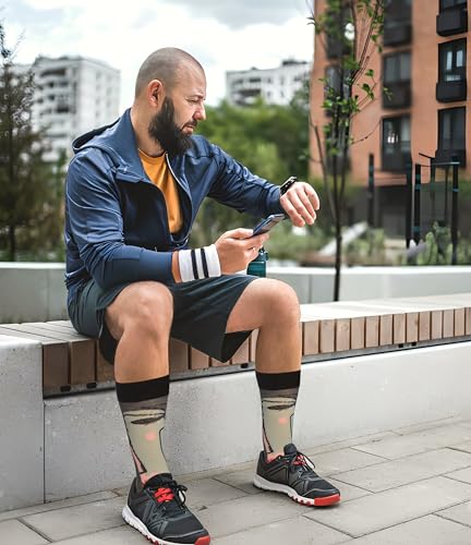 Tipi Toe Men's 12 Pairs Mystical Mosaic Shapes and Shades in Blue Violet Grey Black Green Soft Cotton Blend Colorful Funky Gift Box Dress Socks, CMC03-T12