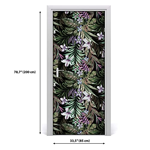 Étiquette imperméable pour la porte masquant les rayures design fleurs