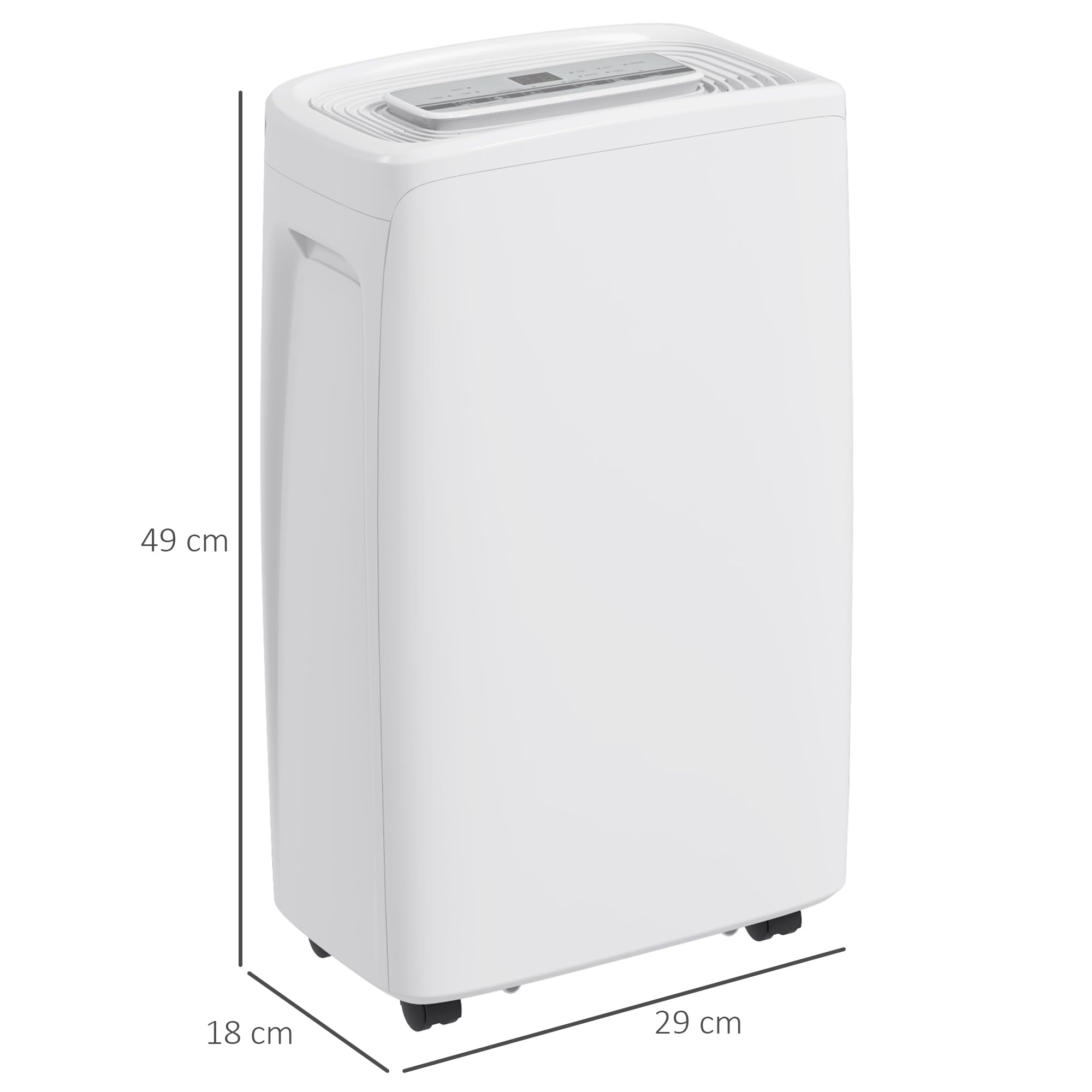 HOMCOM Deshumidificador Eléctrico 12L/Días Silencioso para 10-25 m² Blanco | Depósito de Agua 1,5L, 4 Modos, 2 Velocidades, Ruedas, Pantalla LED, Temporizador