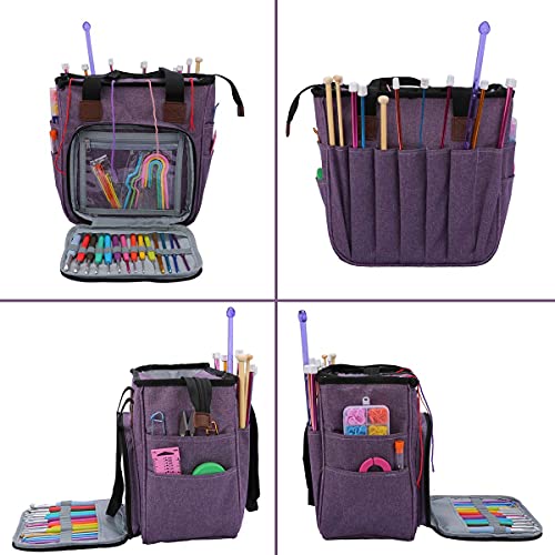 Coopay Yarn Bag Knitting Tote Bag, Portable Yarn Tote Organizer Sewing Basket For Crochet Hook Set, Knitting Needles, Crocheting Project, Skein And Sewing Supplies - No Accessories(Elegant Purple) #TOP7