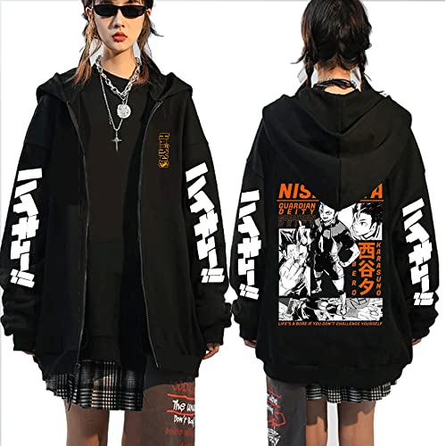 MEDM Haikyuu Hombres Zip Up Up Hoodies Anime Bokuto KoutoRarou Manga Hey Hey Hoody Dibujos Animados Casuales-Style6||M