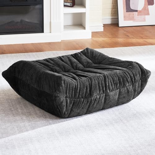Image of HABUTWAY Bean Bag Ottoman,Memory Foam Foot Rest,Ottoman,Black