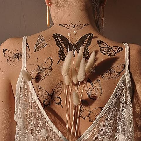 Everjoy Waterproof Black Butterfly Temporary Tattoos Cover