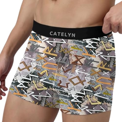 Image of CATELYN Printed Men's Extra Thin Elastic Ice Silk Underwear - Long, Comfortable, Breathable Boxer Brief Trunks, Smooth Fabric (Pack of 3)
