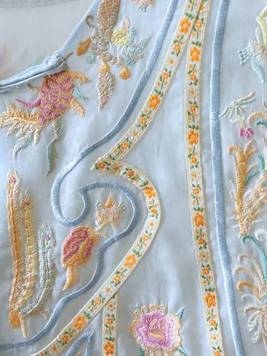 Chaleco azul bordado de seda para mujer HangErFeng 282 tradicional 4
