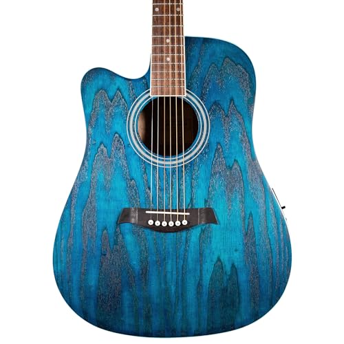 Lindo Guitarra acústica electroeléctrica de sauce para zurdos con preamplificador y sintonizador digital acolchada