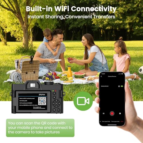 Image of Digital Camera for Photography, Camara Fotografica Video Auto Focus 48 MP with WiFi Auto-Focus Vlog Camera for YouTube with Flip Screen 16X Zoom with 32GB Micro SD Card Card Reader