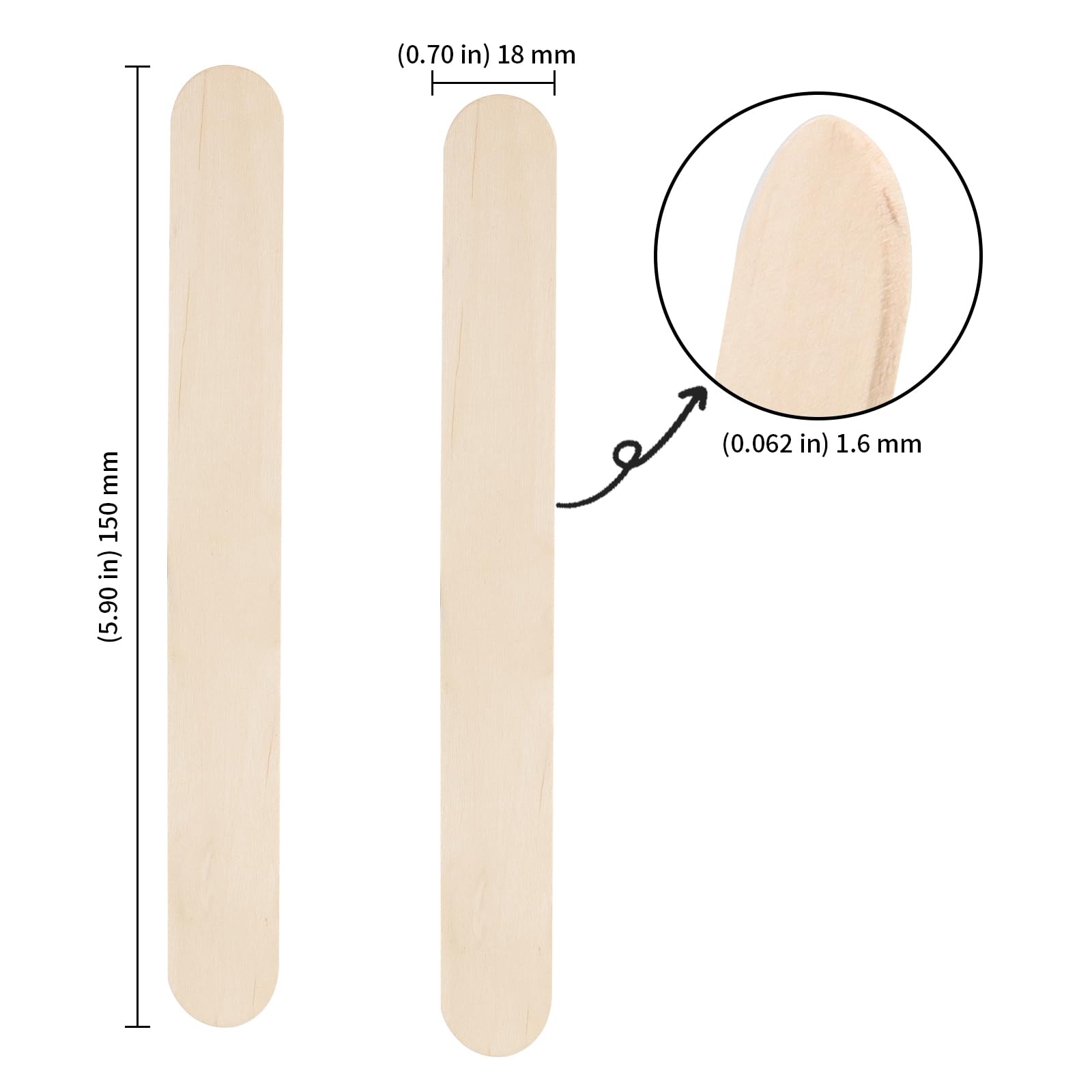 KEILEOHO 500 PCS Wooden Lolly Sticks, 6 Inch Wood Popsicle Sticks for Crafts Arts, DIY, Decoration, 150x18x1.6mm - Image 2