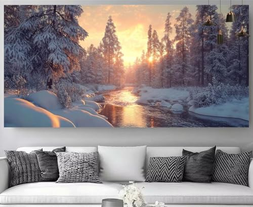 Peinture Diamant Enfant et Adulte - Grand Kit Anti-Stress Forêt d'Hiver