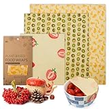 EZGOODZ Reusable Soy Wax Wrap S, M, L. Pack of 3 Soy Wax Food Wraps. Washable Reusable Wax Food Wrap with Fruit Print. Organic Soy Wax Paper Food Wrap for Sandwiches. Wax Wraps for Food Reusable