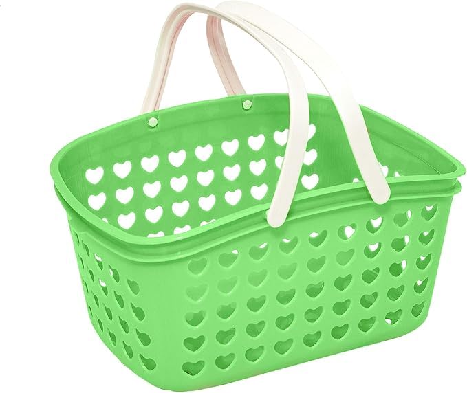 FITTO Plastic Organizing Storage Basket with Handles and Holes - Multi-Purpose Small Bin for Kitchen, Bathroom, Toys, and More - Durable, BPA-Free, Easy to Clean, Lightweight and Portable,Assorted