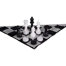 MegaChess 12 Inch Giant Plastic Chess Set with Nylon Mat and Checkers