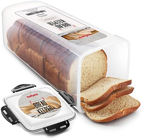 Tafura Bread Container | Plastic Bread Box | Bread Keeper with Airtight Lid | Bread Loaf Storage Container | Airtight Loaf Bread Saver, BPA Free, 5 Liter