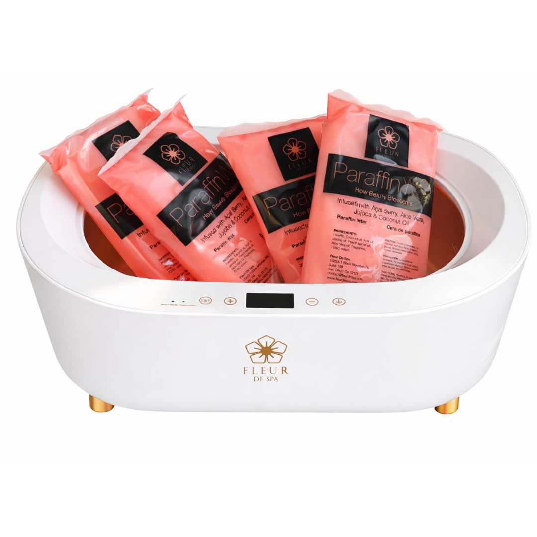 fleur de spa - Macchina per cera di paraffina per mani e piedi, scaldacera di paraffina da 4000 ml, con timer automatico e mantenimento al caldo, include 1,8 kg di cera per trattamenti spa (paraffina