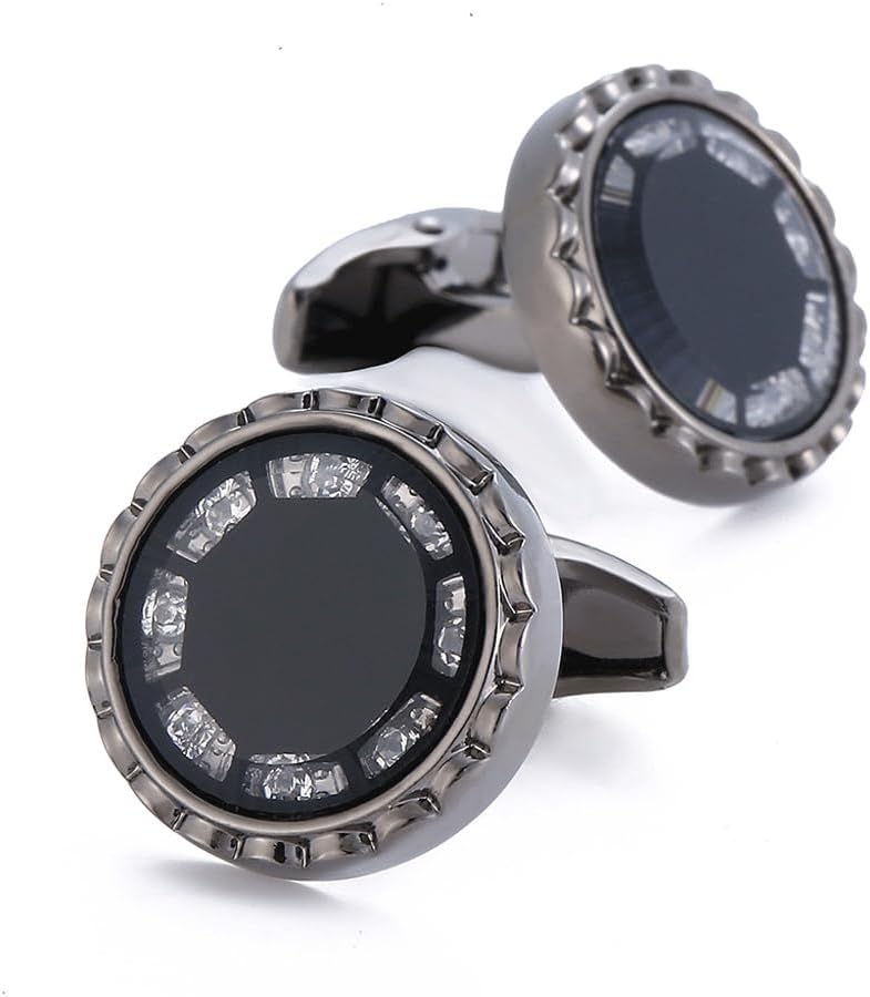 ダイヤモンド付きラウンドクリスタルセットメンズカフスボタンシャツカフスタッドメンズアクセサリー