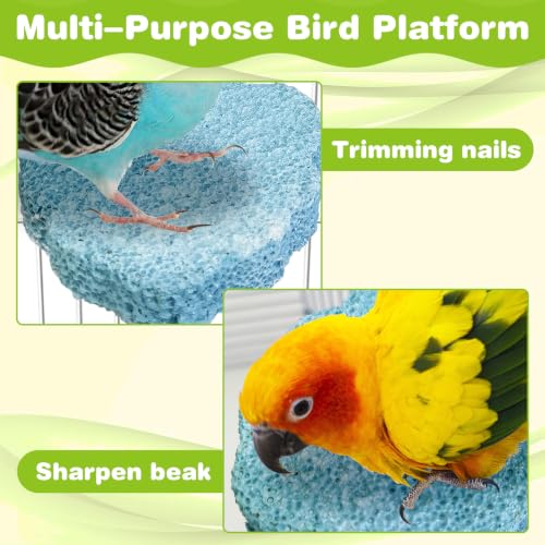 Image of PINVNBY 3PCS Bird Beak Grinding Stone Resin Bird Perch Stand Grinding Claw Birds Cage Perch Parrot Climbing Chewing Toys Parakeet Cage Accessories for Budgies Cockatiels Conures(Blue)
