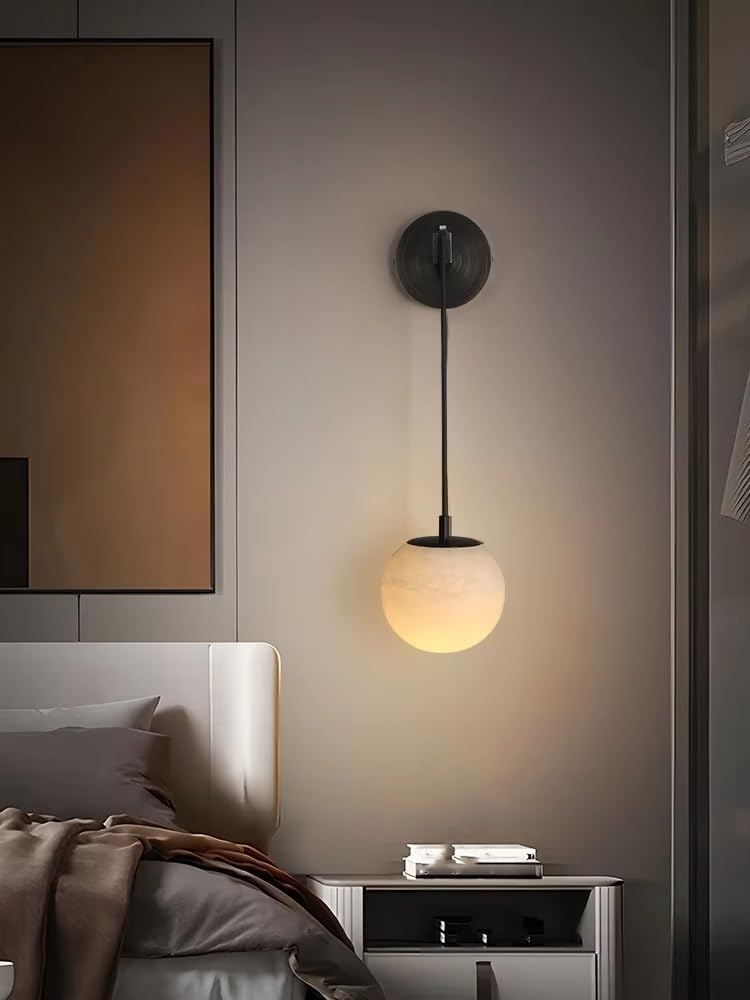 Nowoczesna Minimalistyczna Lampka Nocna Na Balkon, Korytarz, W Całości Miedziana, Luksusowe, Naturalne Marmurowe Tło Pod Telewizor Do Salonu, Ciepła Biel-Złoto-D 15 Cm, Ciepła Biel-Czarno