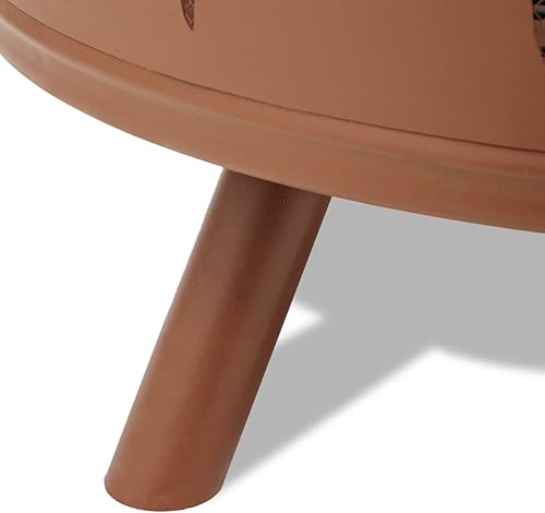 Miniatura 7 de MoNiBloom Hoguera de 32 pulgadas, diseño de hojas exteriores, parrilla redonda para barbacoa, cocina con chimenea, rejilla de carbón, cubierta de