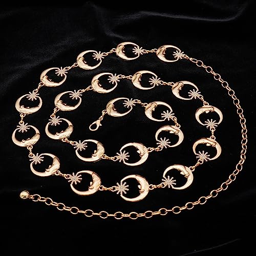 Glamorstar Chain Belts for Women Hollow Metal Waist Chain Belts Dress Belt for Her4