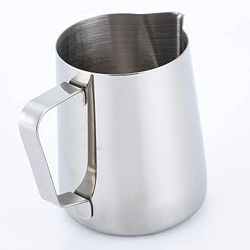 KMW Kitchen Stainless Steel Espresso Craft Coffee Cappuccinos Pitcher Milk Frothing Cup - Pitcher with Scale - 350 ML - Premium Stainless Steel for Efficient Kitchen Use