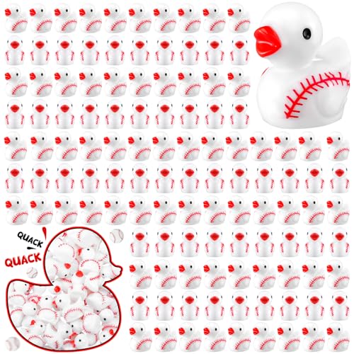 Arrowbash 100 Pcs Mini Resin Baseball Ducks Figurines Miniature Sport Duck Statues Mini Resin Figurine for Birthday Party Gifts Micro Garden Landscape Accessories Adults DIY Crafting