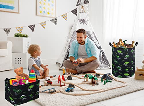 Image of Essme Rectangular Dinosaur Basket,Dinosaur Bins for Boys with Handles for Boys Room Decor,Kids Baskets for Kids,Gift Bin.(dinosaur decor)