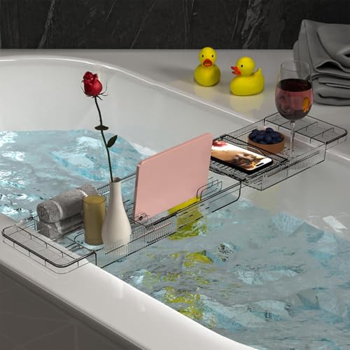 Bandeja de baño transparente de 22 pulgadas de vidrio espaciosa 8