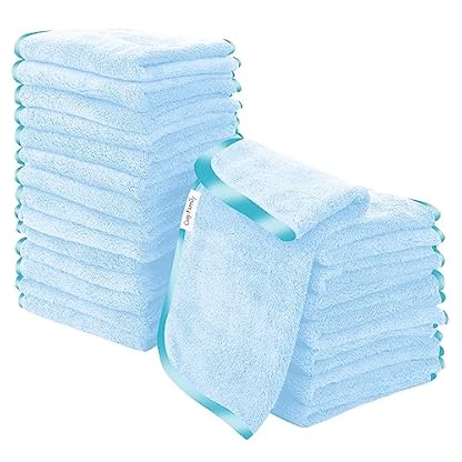 Cosy Family Luxuriös weiche Waschlappen-Set, 30,5 x 30,5 cm, schnell trocknend, sehr saugfähig, Korallensamt, Handtuch, Badezimmer, Waschkleidung für Bad, Spa, Gesicht, Küche, Aquamarin, 24 Stück
