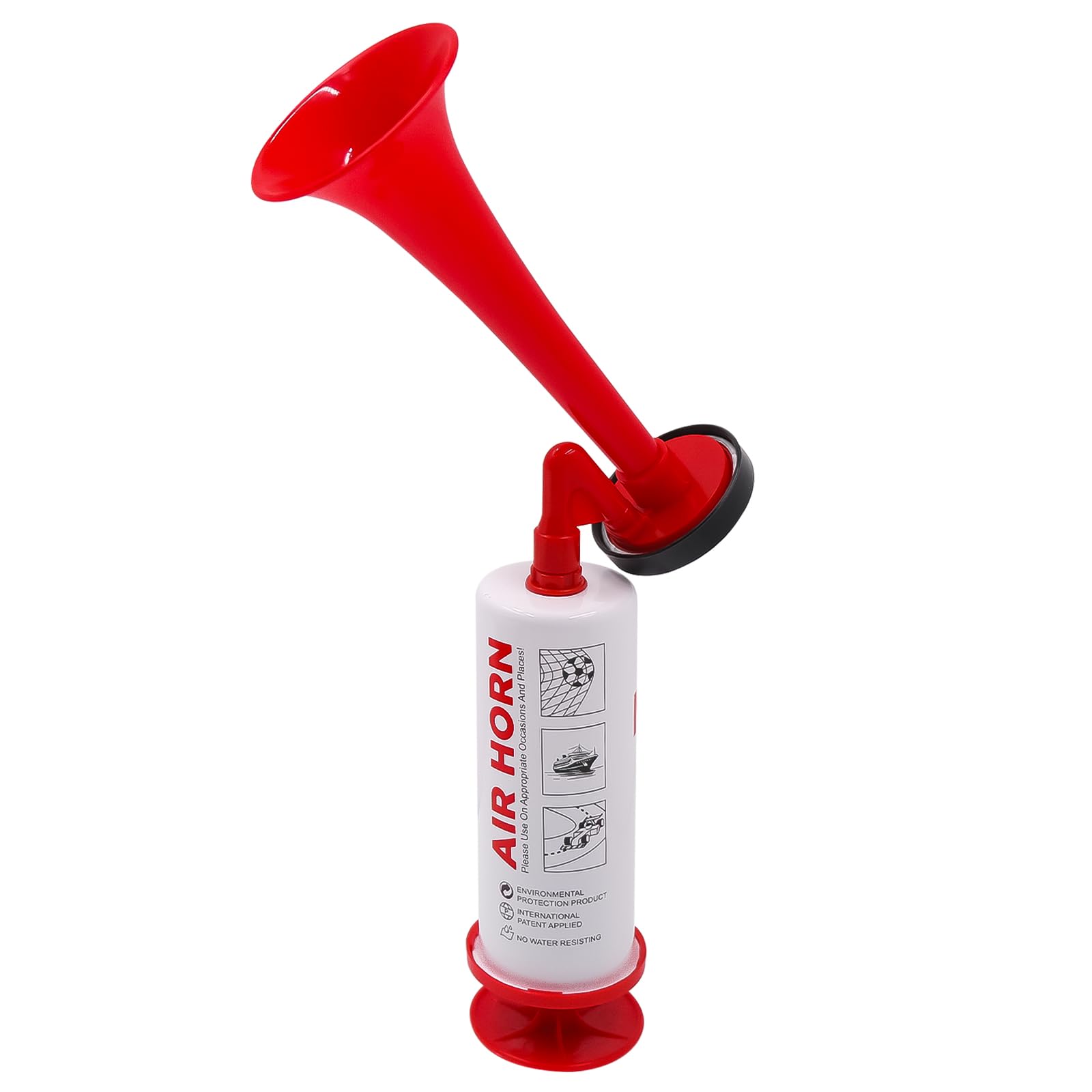 OVBOVA Handheld Pump Horn, Loud Cheering Horn for Sports Events, Parties, Celebrations and Outdoor Activities for Fans and Coaches (Red)