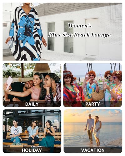 Image of Bsubseach Women Floral Print Kaftan Dresses Plus Size Bathing Suit Cover Up Moo Moos Caftan Beach Dress for Swimwear Summer