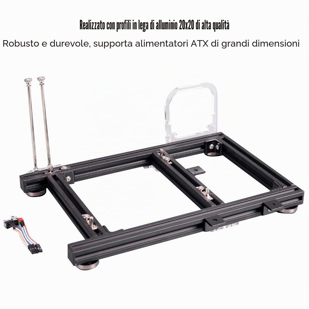 Custodia per telaio aperto fai-da-te, telaio per computer PC in lega di alluminio con dissipazione di calore a telaio aperto per ITX, supporto ATX ordinario grande alimentatore, realizzato in material