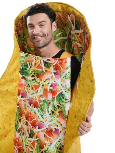Adults Taco Costume, Funny Food Cosplay Fancy Dress Outfits for Halloween Dress Up Party, One Size Fits Most Unisex Adult3