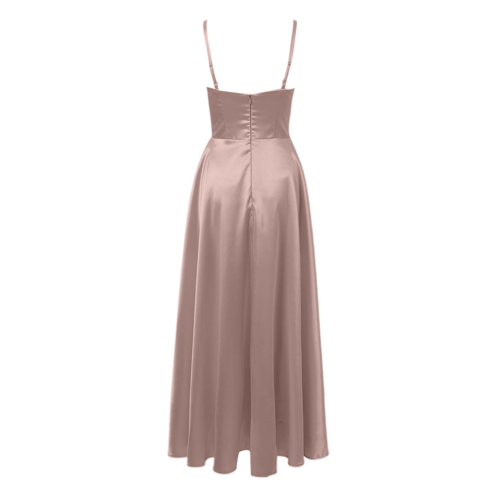 Vestito da Cerimonia Donna Elegante Abito Damigella Gonna Ampia Corto Davanti Lungo Dietro Sexy Sposa Curvy Matrimonio Schiena Scoperta Midi Civile Dresses