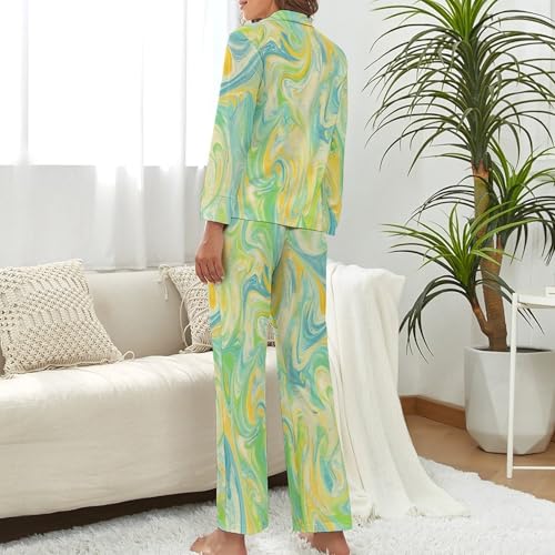 Pyjama à manches longues idéal comme ensemble de voyage et homewear décontracté chic - 3