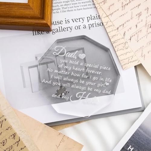 Image of DIGI ARTS Dad Acrylic Plaque Gift from Daughter - Emotional Thank You Dad Keepsake, Father's Day Birthday Gift for Dad, Engraved Love Message Desk Decor (12.5 X 12.5) cm