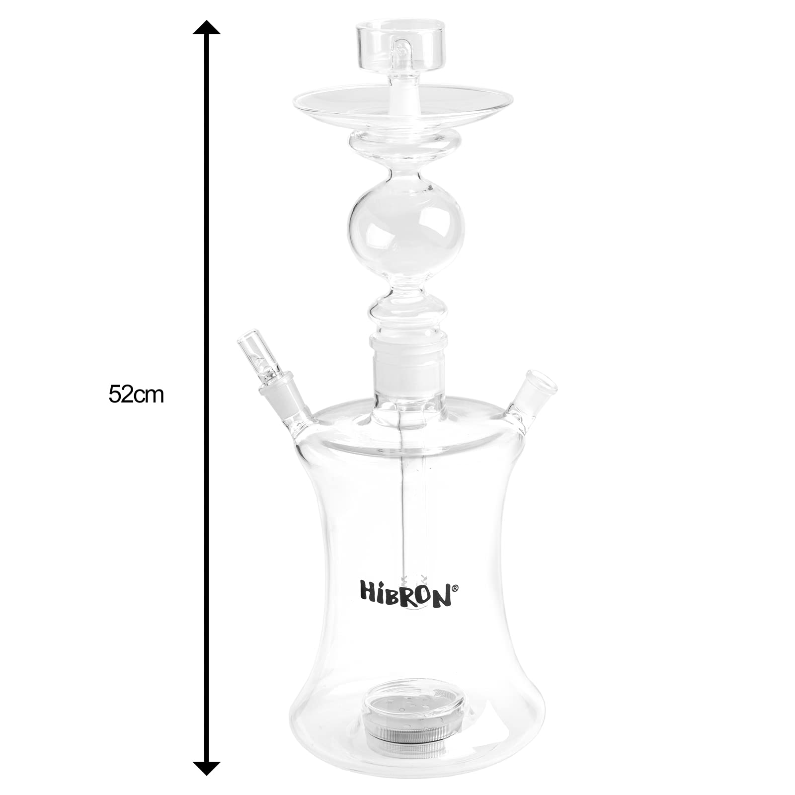 HIBRON Cachimba Buena Grande Profesional 52cm Premium Kit Completo de Cristal Transparente, con 1 Manguera de Silicona, Luz LED, Mando a distancia y Maletín.