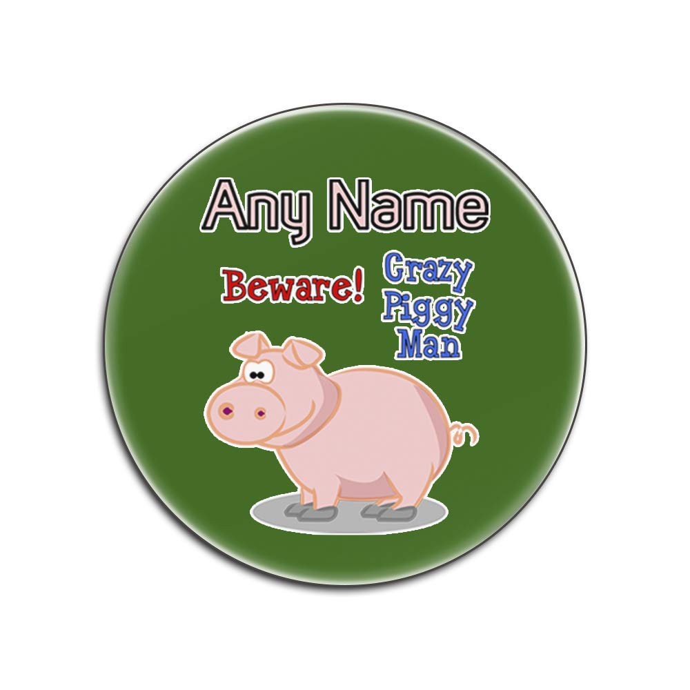 Dessous-de-verre Crazy Piggy Man blancs et verts ronds en lot de 4