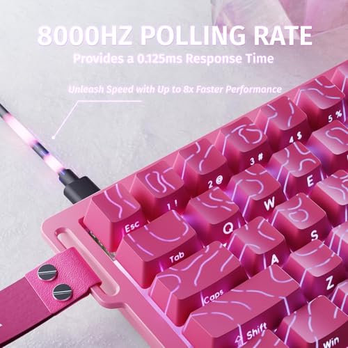 Image of ATTACK SHARK X68HE Rapid Trigger Mechanical Gaming Keyboard 60% Wired with Adjustable Actuation,Hall Effect Magnetic Switch,8KHz Polling Rate,RGB Backlit,Top Mount,Side Printed Keycap(Rose Contour)
