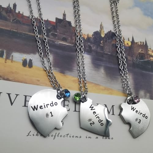 Weirdo Necklace Heart Bff for 3 Best Friend Sister Friendship Jewelry4