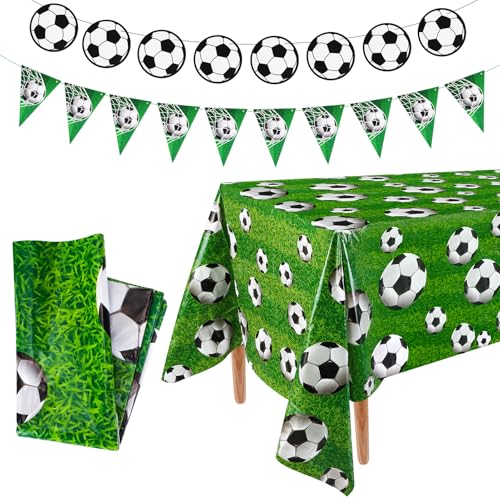 taonganui Fußball Tischdecke Banner Set,Girlande Wimpelkette Tischdecke Soccer Party Deko Kindergeburtstag Event Tischdeko Fussballfest Tischbelag Partydekoration taonganui Fußball Tischdecke Banner Set,Girlande Wimpelkette Tischdecke Soccer Party Deko Kindergeburtstag Event Tischdeko Fussballfest Tischbelag Partydekoration