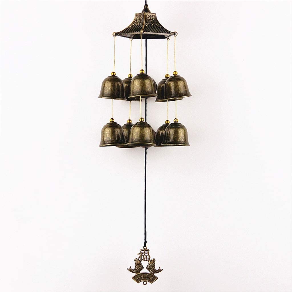 Carillon a Vent pour Maison Carillon Éolien en Métal Suspendu Créatif Grande Cloche Chambre Maison Extérieur Antivol Cuivre Sonnette Décoration Décoration Intérieure