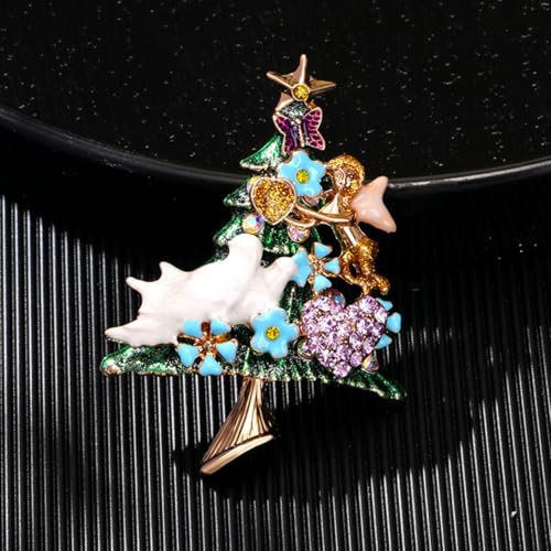 Image of Enamel Brooch Pin For Women Men, Vintage American Flag Crystal Lapel Pin, Christmas Brooch Suit Dress Clips Accessory Gift